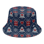 Christmas Gift Knitted Pattern Print Bucket Hat