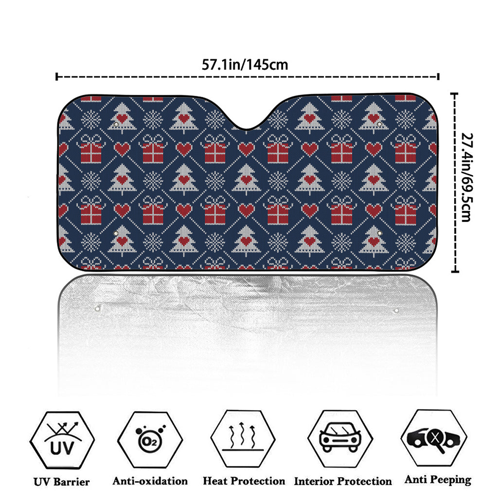 Christmas Gift Knitted Pattern Print Car Windshield Sun Shade