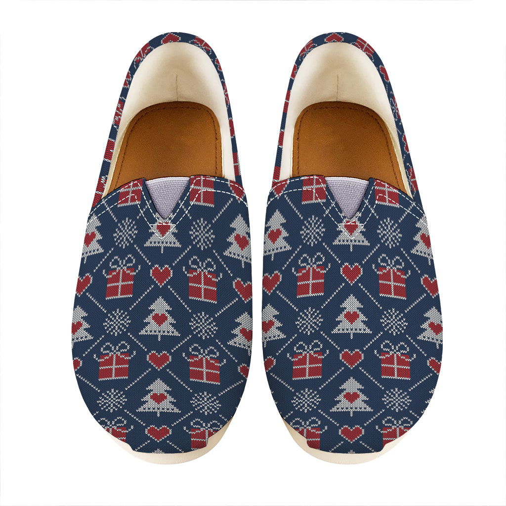 Christmas Gift Knitted Pattern Print Casual Shoes