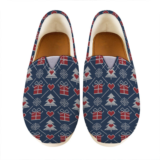 Christmas Gift Knitted Pattern Print Casual Shoes