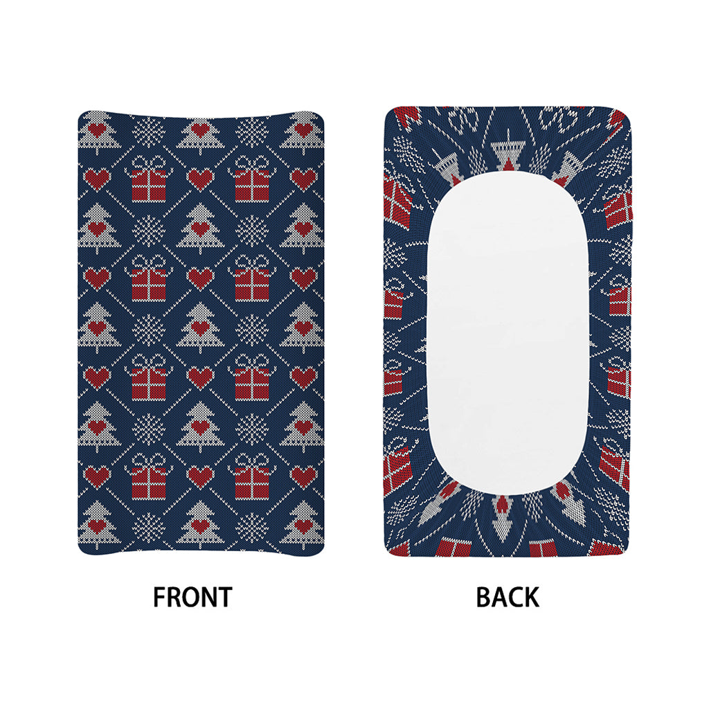 Christmas Gift Knitted Pattern Print Changing Pad Cover