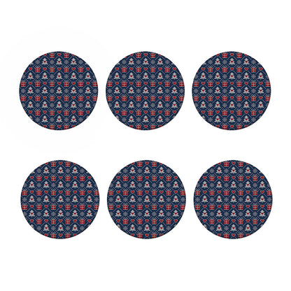 Christmas Gift Knitted Pattern Print Coaster Set