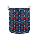 Christmas Gift Knitted Pattern Print Collapsible Laundry Basket