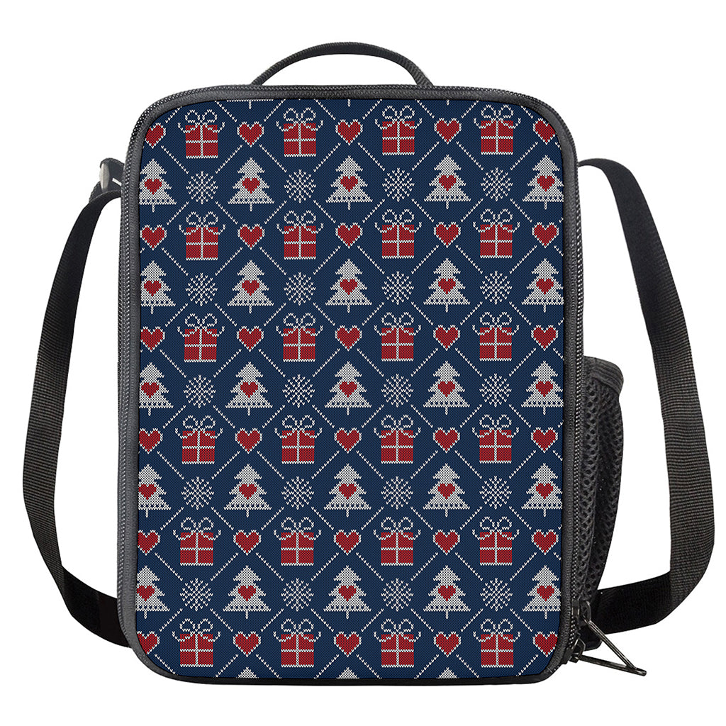 Christmas Gift Knitted Pattern Print Crossbody Lunch Bag