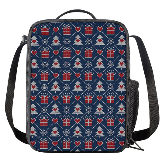 Christmas Gift Knitted Pattern Print Crossbody Lunch Bag