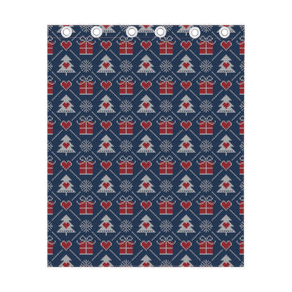 Christmas Gift Knitted Pattern Print Curtain