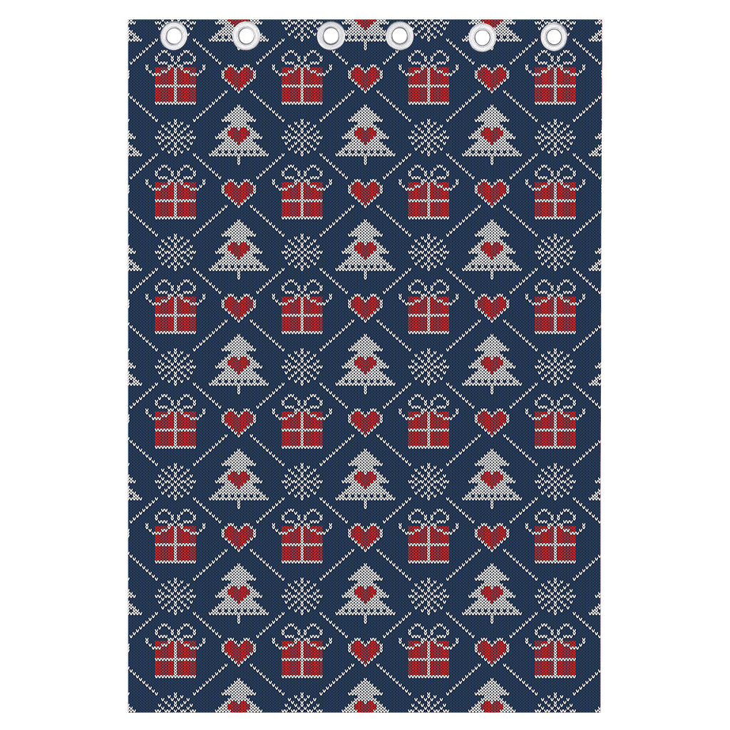 Christmas Gift Knitted Pattern Print Curtain