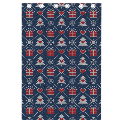 Christmas Gift Knitted Pattern Print Curtain