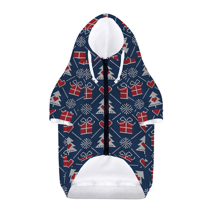Christmas Gift Knitted Pattern Print Dog Zip Up Hoodie