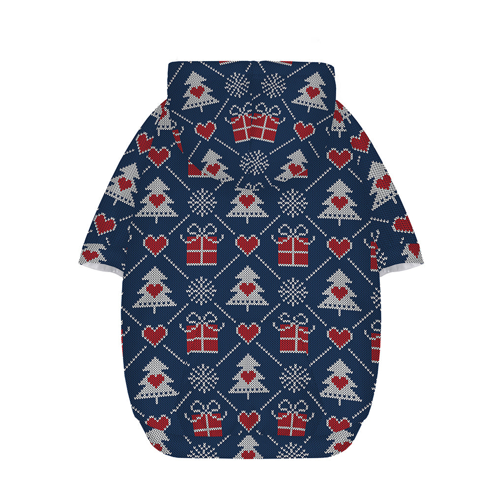 Christmas Gift Knitted Pattern Print Dog Zip Up Hoodie
