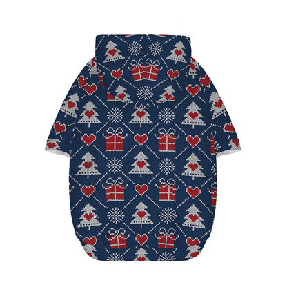 Christmas Gift Knitted Pattern Print Dog Zip Up Hoodie