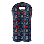 Christmas Gift Knitted Pattern Print Double Neoprene Wine Tote