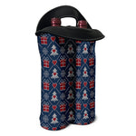 Christmas Gift Knitted Pattern Print Double Neoprene Wine Tote