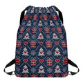 Christmas Gift Knitted Pattern Print Drawstring Backpack