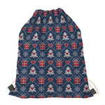 Christmas Gift Knitted Pattern Print Drawstring Bag
