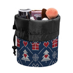 Christmas Gift Knitted Pattern Print Drawstring Makeup Bag