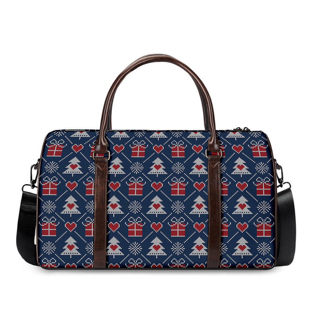 Christmas Gift Knitted Pattern Print Duffle Bag