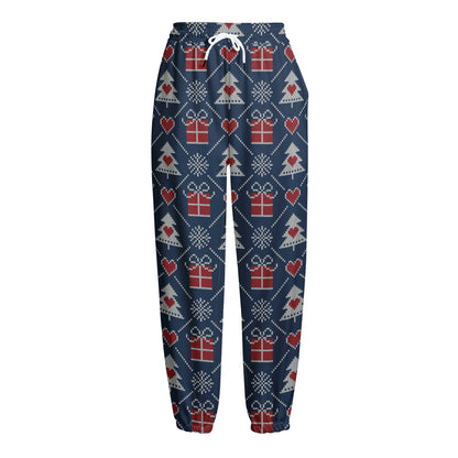 Christmas Gift Knitted Pattern Print Fleece Lined Knit Pants
