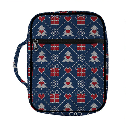 Christmas Gift Knitted Pattern Print Front Pocket Bible Bag