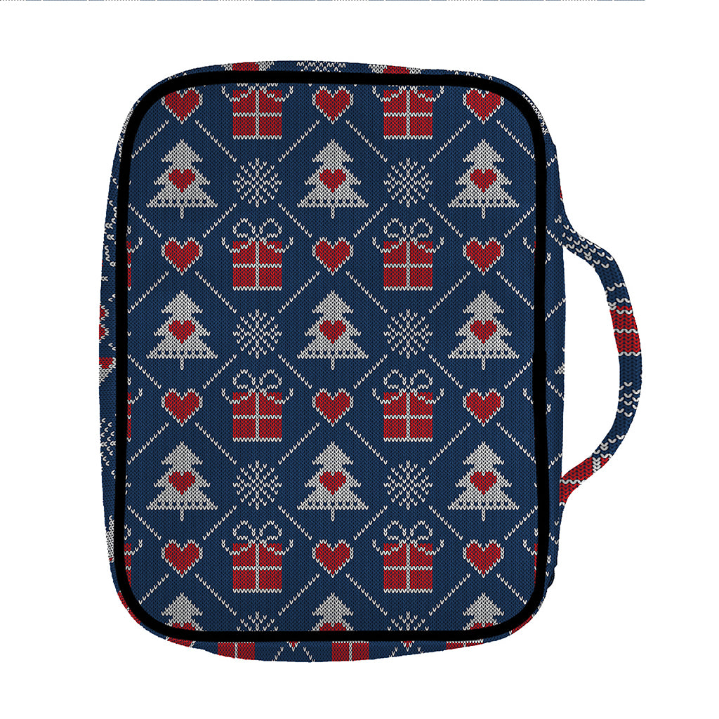 Christmas Gift Knitted Pattern Print Front Pocket Bible Bag