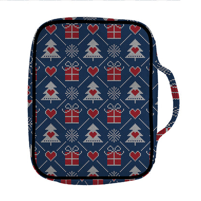 Christmas Gift Knitted Pattern Print Front Pocket Bible Bag