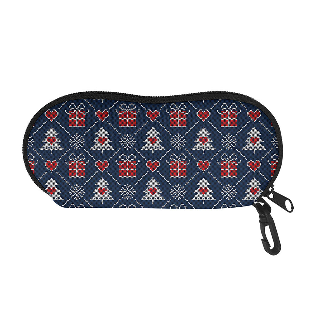 Christmas Gift Knitted Pattern Print Glasses Case