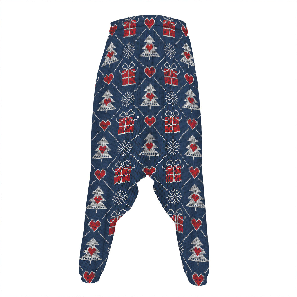 Christmas Gift Knitted Pattern Print Hammer Pants