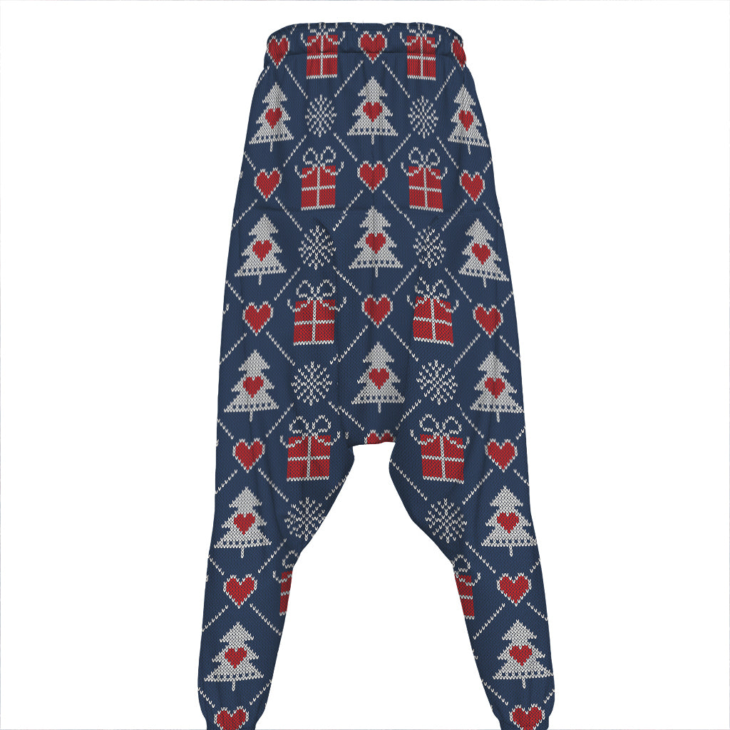 Christmas Gift Knitted Pattern Print Hammer Pants