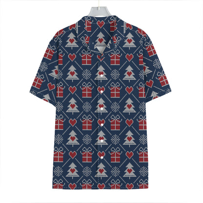 Christmas Gift Knitted Pattern Print Hawaiian Shirt