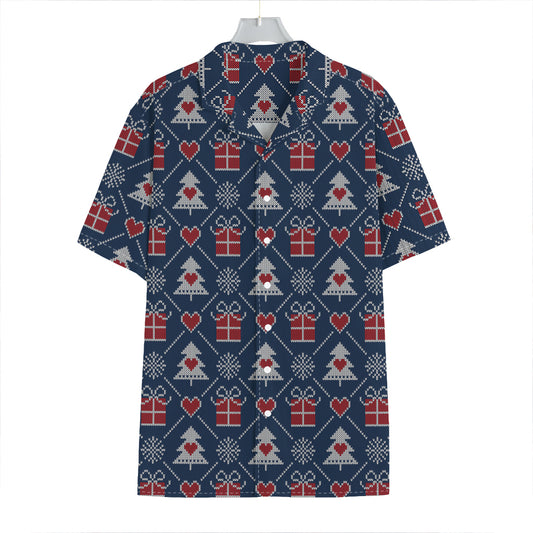 Christmas Gift Knitted Pattern Print Hawaiian Shirt