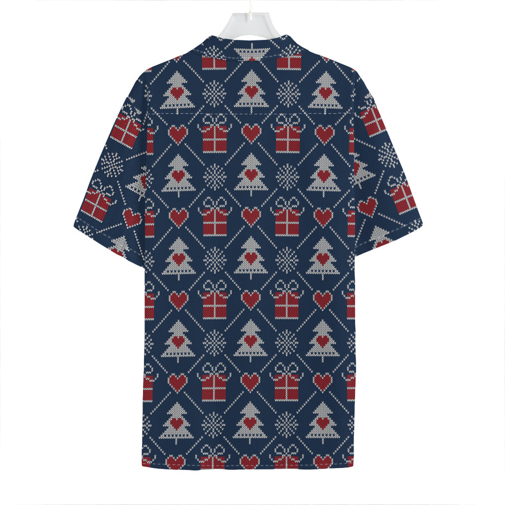 Christmas Gift Knitted Pattern Print Hawaiian Shirt