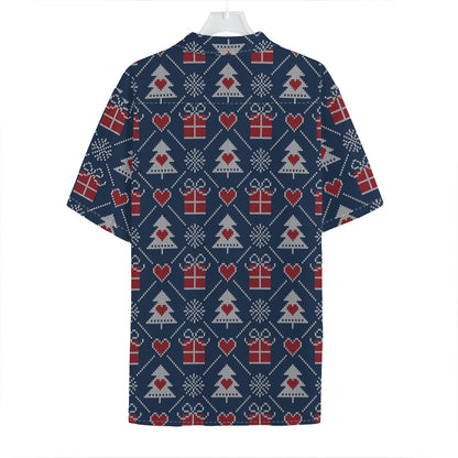 Christmas Gift Knitted Pattern Print Hawaiian Shirt
