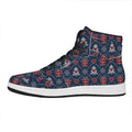 Christmas Gift Knitted Pattern Print High Top Leather Sneakers