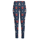 Christmas Gift Knitted Pattern Print High-Waisted Pocket Leggings