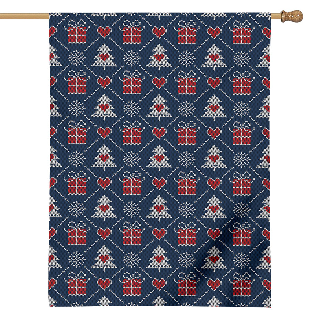 Christmas Gift Knitted Pattern Print House Flag