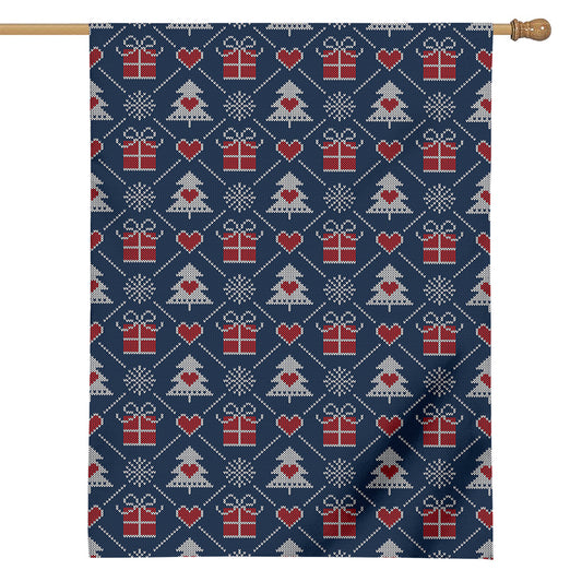 Christmas Gift Knitted Pattern Print House Flag