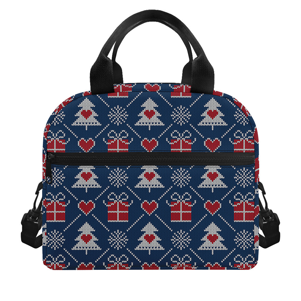 Christmas Gift Knitted Pattern Print Insulated Lunch Bag