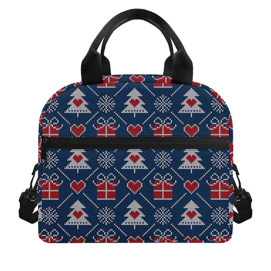 Christmas Gift Knitted Pattern Print Insulated Lunch Bag