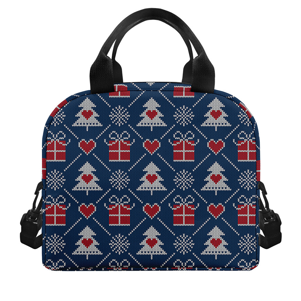 Christmas Gift Knitted Pattern Print Insulated Lunch Bag