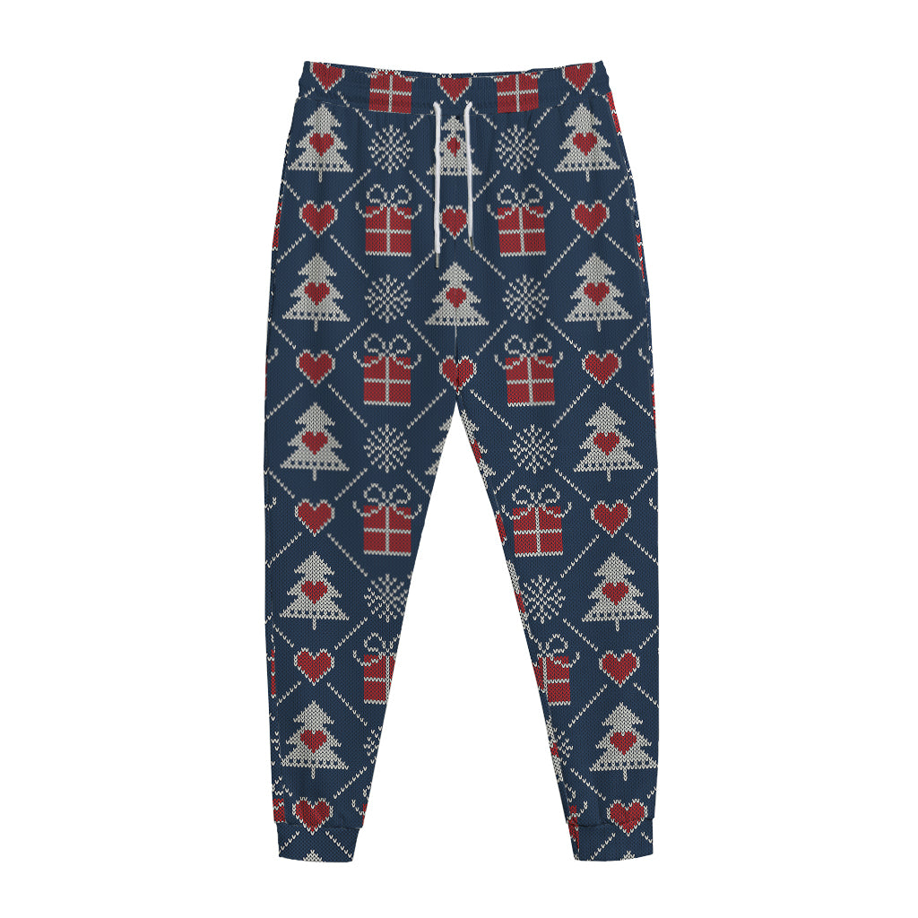 Christmas Gift Knitted Pattern Print Jogger Pants
