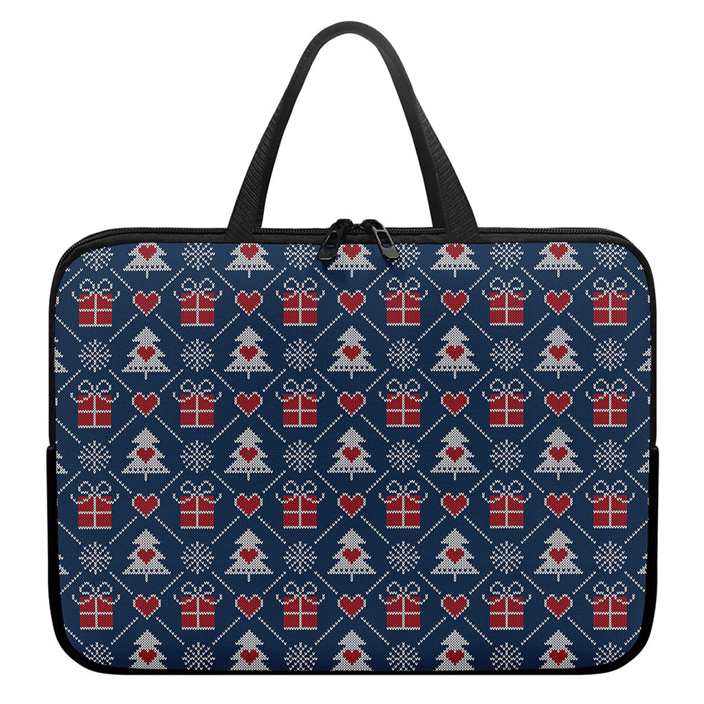 Christmas Gift Knitted Pattern Print Laptop Sleeve With Handle