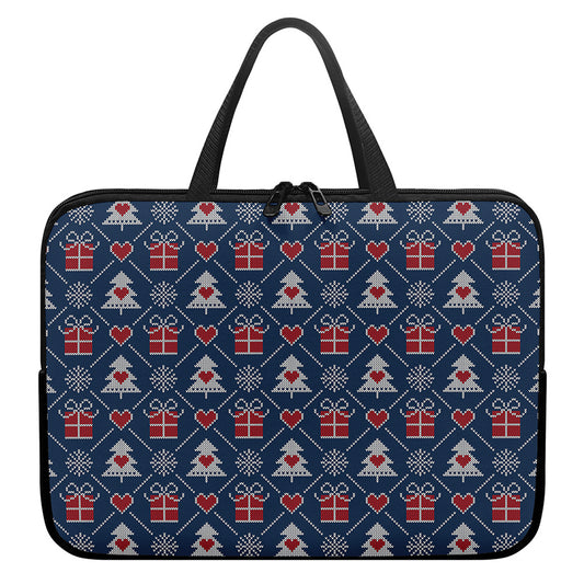 Christmas Gift Knitted Pattern Print Laptop Sleeve With Handle