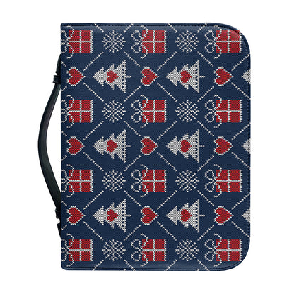 Christmas Gift Knitted Pattern Print Leather Bible Cover
