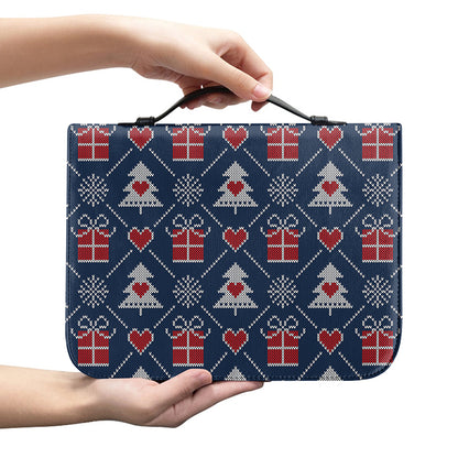 Christmas Gift Knitted Pattern Print Leather Bible Cover