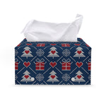 Christmas Gift Knitted Pattern Print Leather Tissue Box Cover
