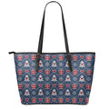 Christmas Gift Knitted Pattern Print Leather Tote Bag With Zipper