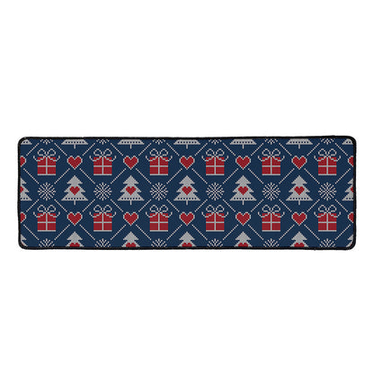 Christmas Gift Knitted Pattern Print Long Kitchen Mat