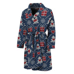 Christmas Gift Knitted Pattern Print Men's Bathrobe