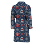 Christmas Gift Knitted Pattern Print Men's Bathrobe