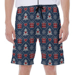 Christmas Gift Knitted Pattern Print Men's Beach Shorts